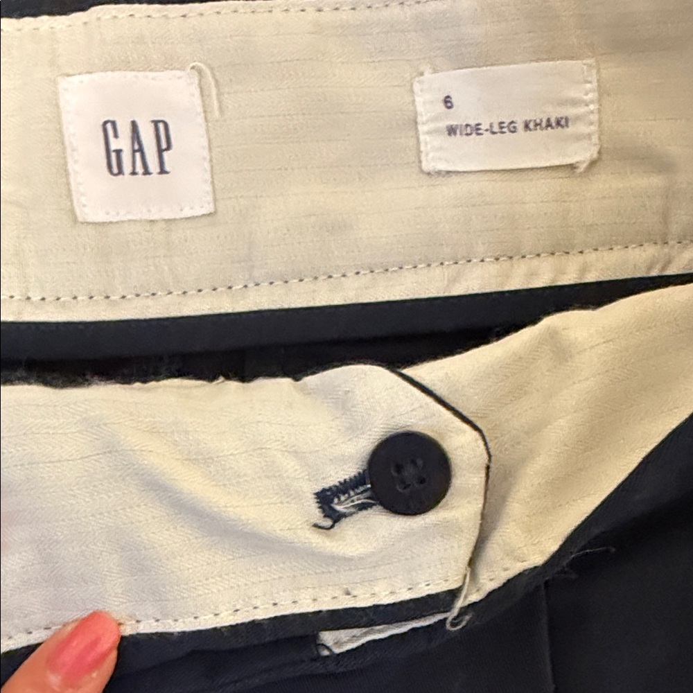 Gap Wide Leg Khaki Pants in Navy Blue Size 6 - Picture 2 of 8